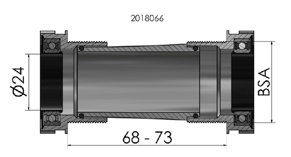 boitier de pedalier elvedes bsa mtb 24mm (shimano)