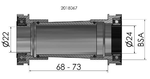 boitier de pedalier elvedes bsa 24 22mm gxp (sram)